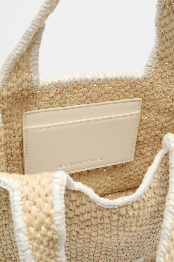 Square Raffia Tote  Cream  hi-res