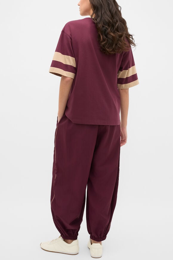 MD Cotton Contrast Boyfriend Tee  Plum Red  hi-res