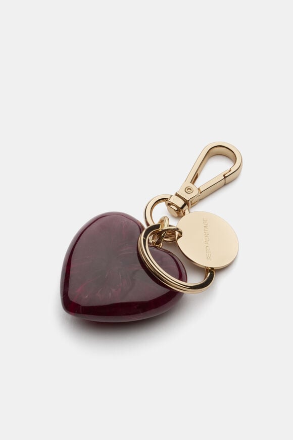 Resin Heart Keyring  Plum Red  hi-res