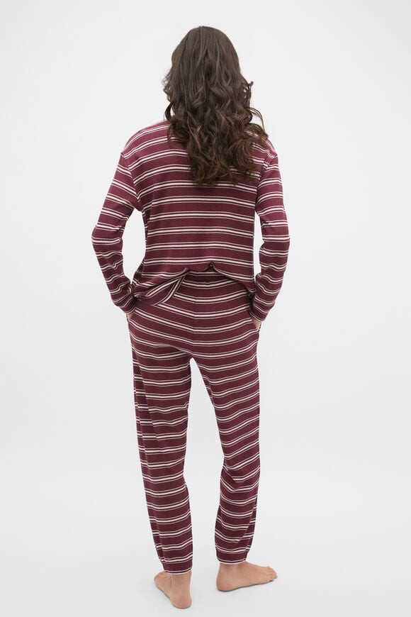 Waffle Top and Pant PJ Set  Plum Red Marle  hi-res