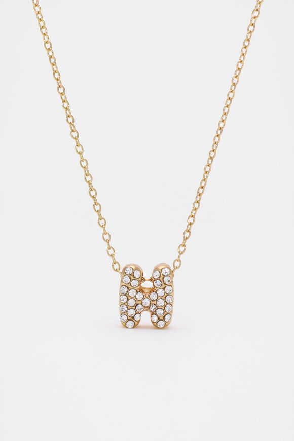 Initial Jewel Bubble Necklace  H  hi-res