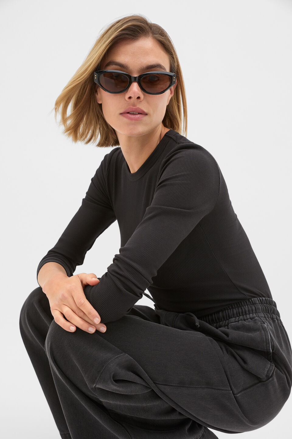 Lida Cat Eye Sunglasses  Black