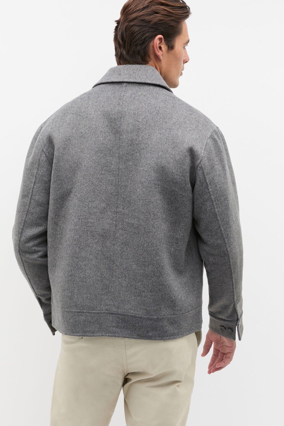 Double Face Wool Blend Overshirt  Vintage Grey Marle