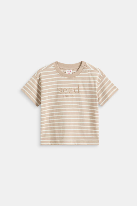 Core Stripe Logo Tee  Milk Tea  hi-res