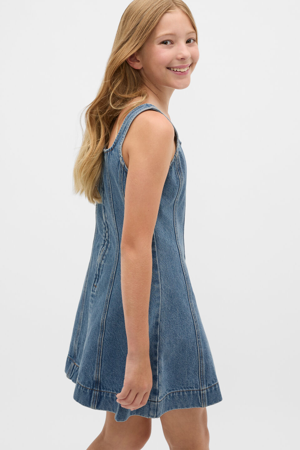 Panelled Denim Dress  Classic Blue