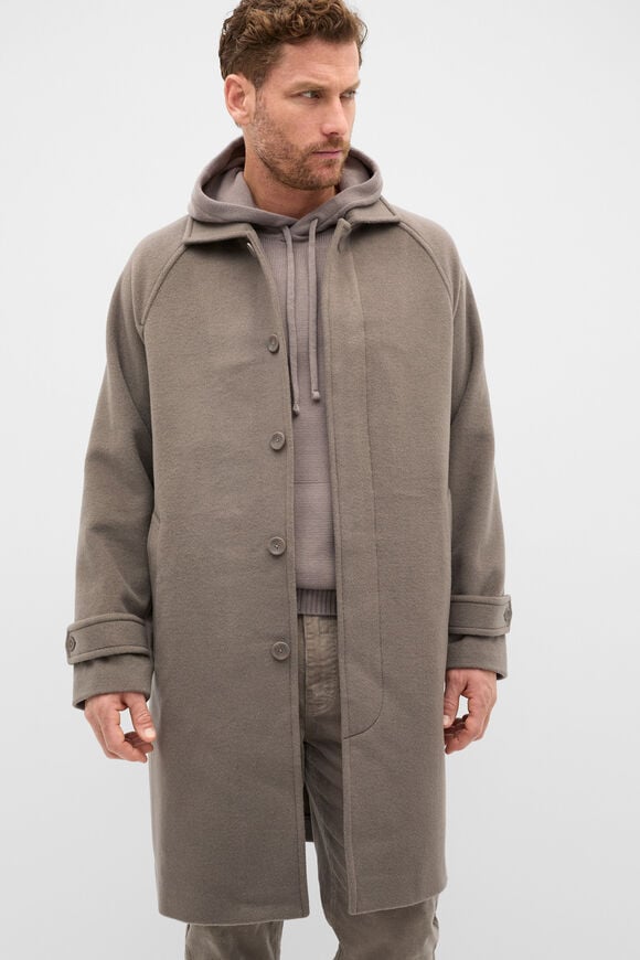 Wool Blend Coat  Taupe  hi-res