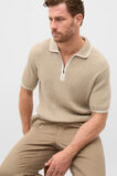 Zipped Cable Knit Polo  Dark Stone  hi-res