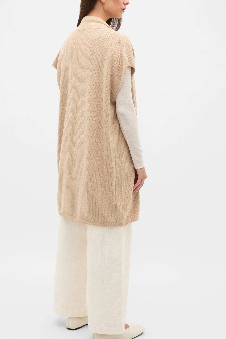 Rib Knit Poncho  Sandstone Marle