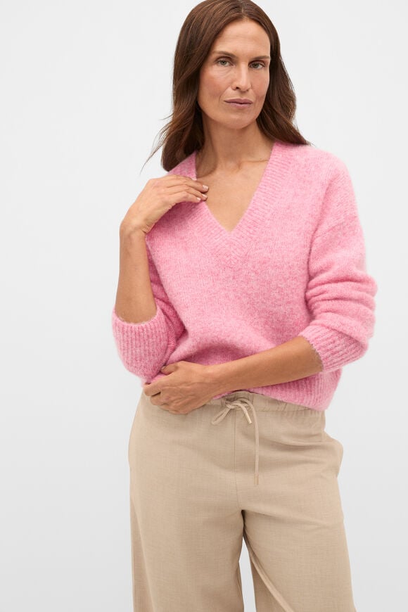  Lofty V Neck Slouch Knit  Bubblegum Pink Marle  hi-res