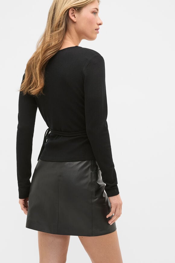 Australian Merino Wrap Top  Black  hi-res