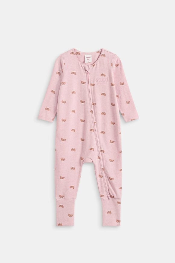 Logo Croissant Bow Zipsuit  Blush Pink Marle  hi-res