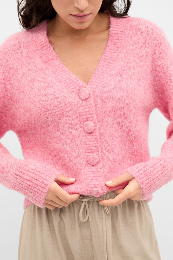 Lofty Relaxed Cardigan  Bubblegum Pink Marle  hi-res