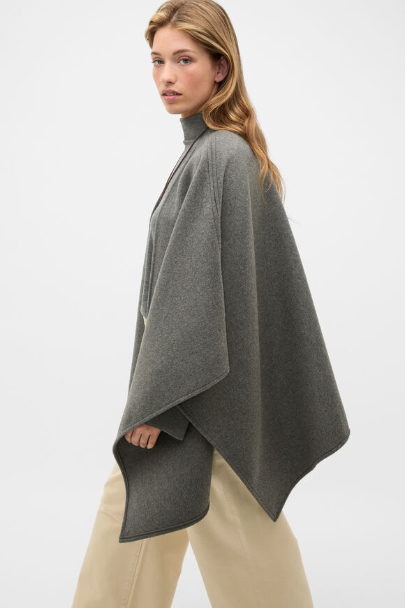 Wool Cape  Charcoal Grey Marle  hi-res