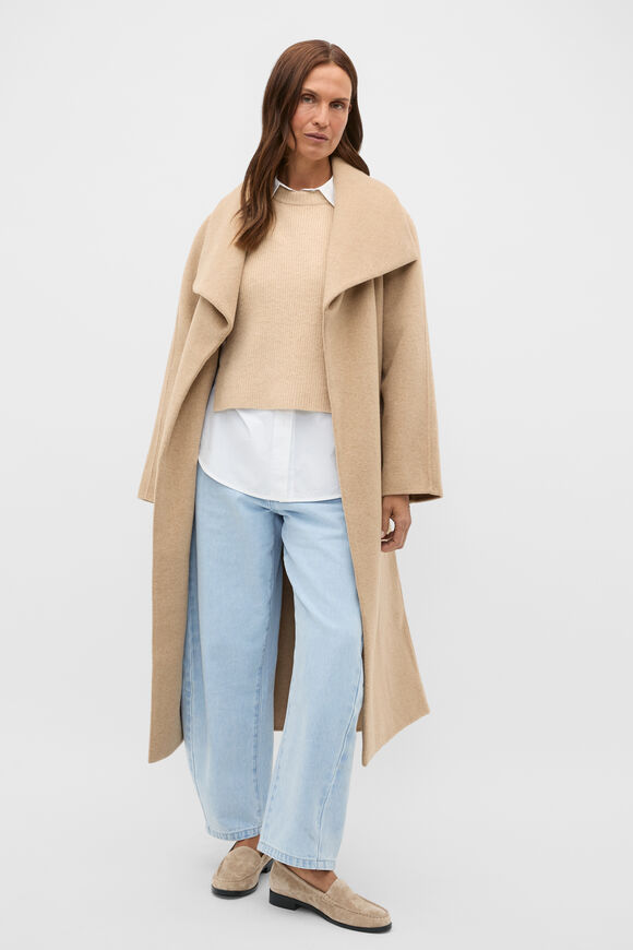 Tie Detail Collar Bib  Sandstone Marle  hi-res