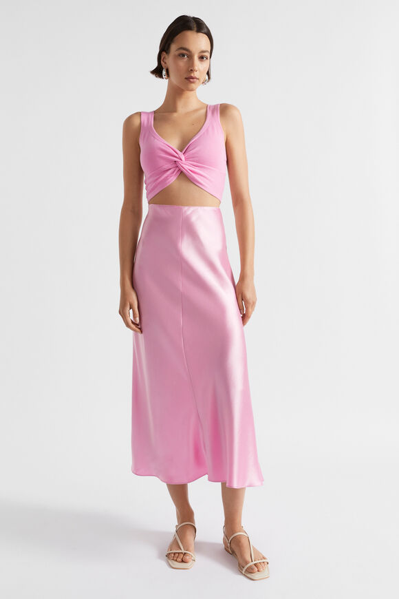 Cotton Blend Twist Knit Top  Pink Gin  hi-res