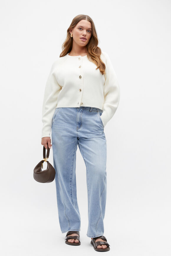 Cotton Raglan Cardigan  Cloud Cream  hi-res