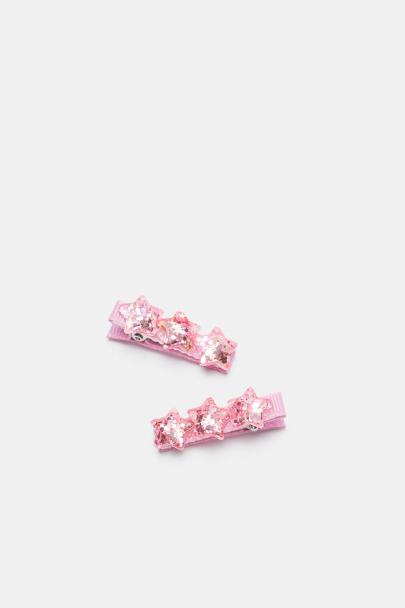 Glitter Star Trio Duck Clips  Candy Pink  hi-res