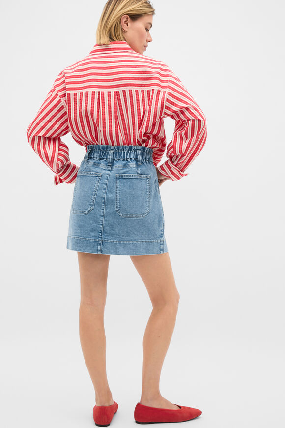 Denim Paperbag Mini Skirt  Mist Blue Wash  hi-res