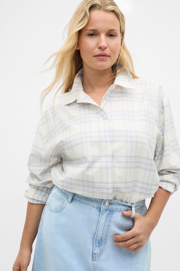 Cotton Check Shirt  Pale Slate Check  hi-res