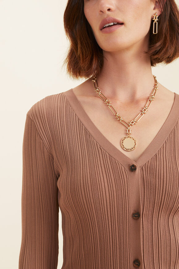 Rib Cardigan  Acorn Brown  hi-res