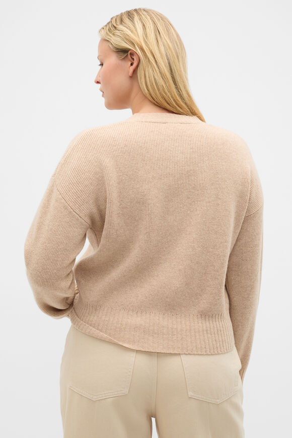 Merino Button Up Knit Cardigan  Sandstone Marle  hi-res