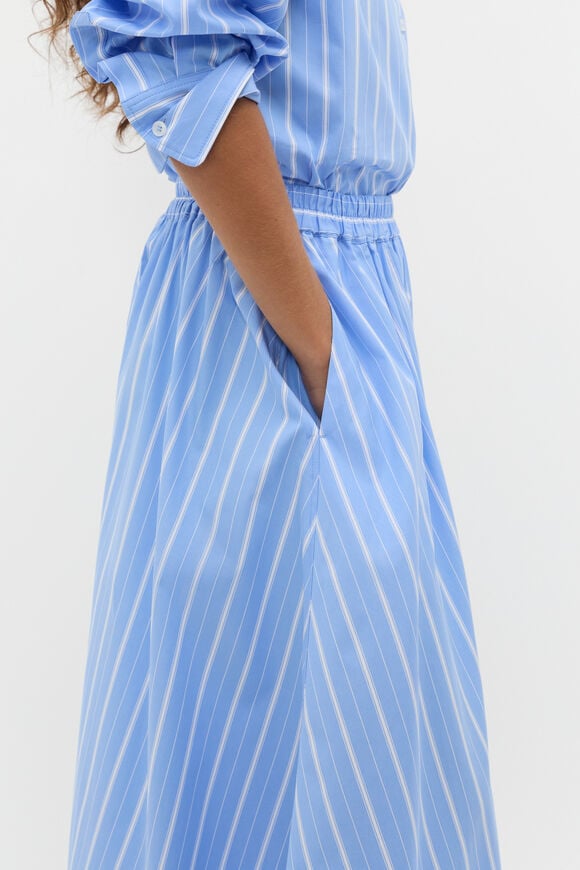 Poplin Variegated Stripe Skirt  Cornflower Blue Stripe  hi-res