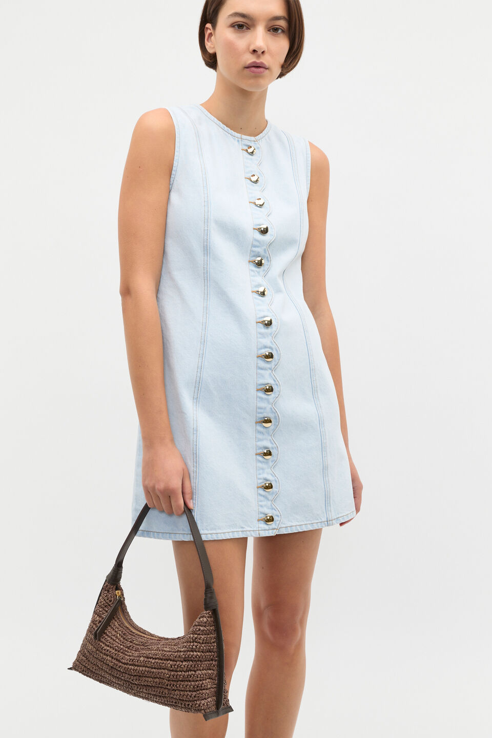 Raffia Shoulder Bag  Chocolate