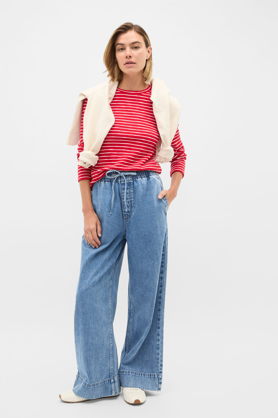 Self Stripe Textured Top  Poppy Stripe