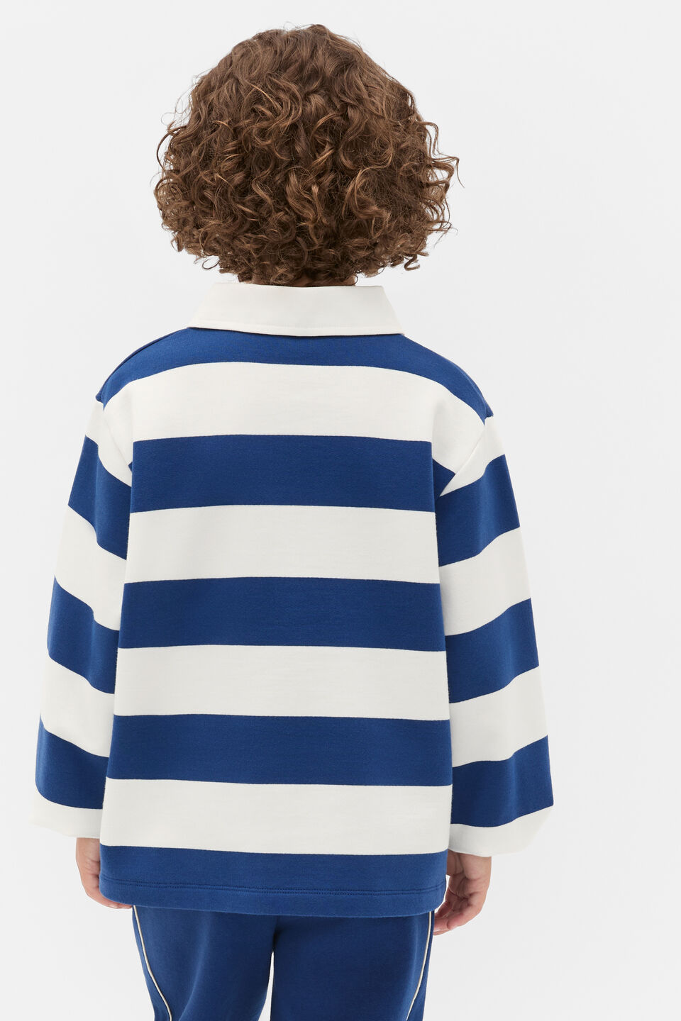 Stripe Collar Logo Sweat  French Navy