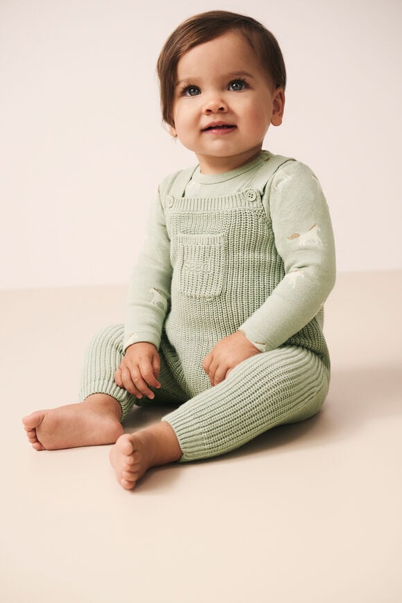 Knit Logo Overall  Sage  hi-res