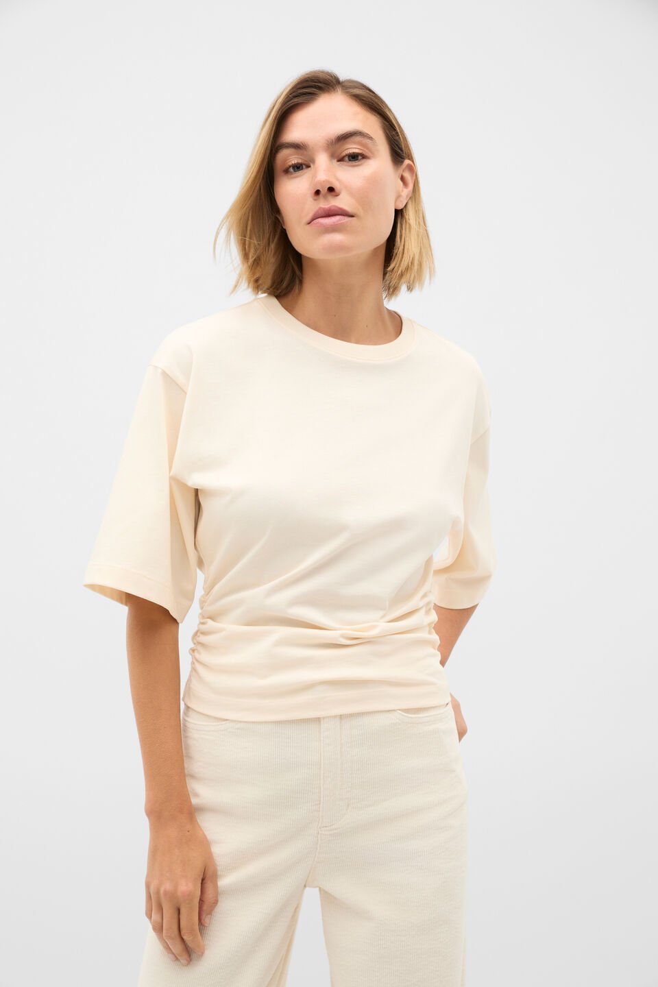 Waisted Crop Tee  Coconut Cream