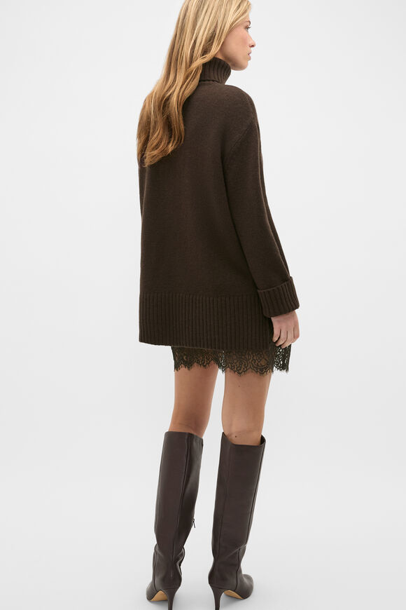 Australian Merino Oversized Roll Neck  Coffee Bean  hi-res