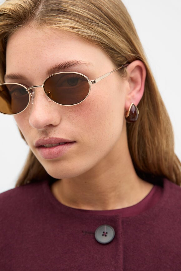 Lily Oval Sunglasses  Gold  hi-res