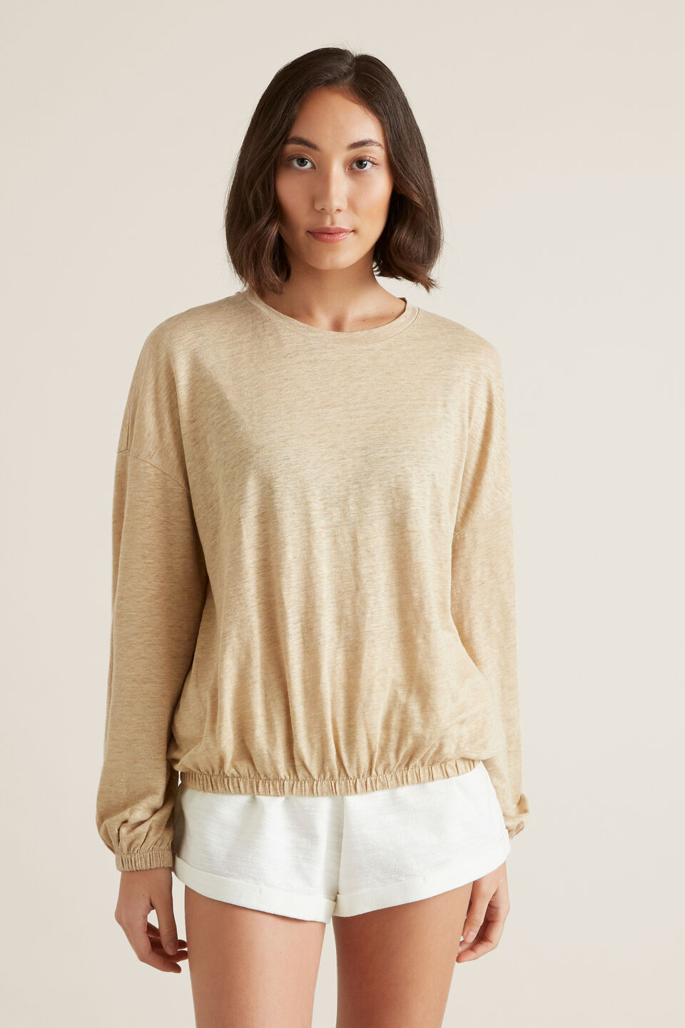 Blouson Sleeve Linen Top  