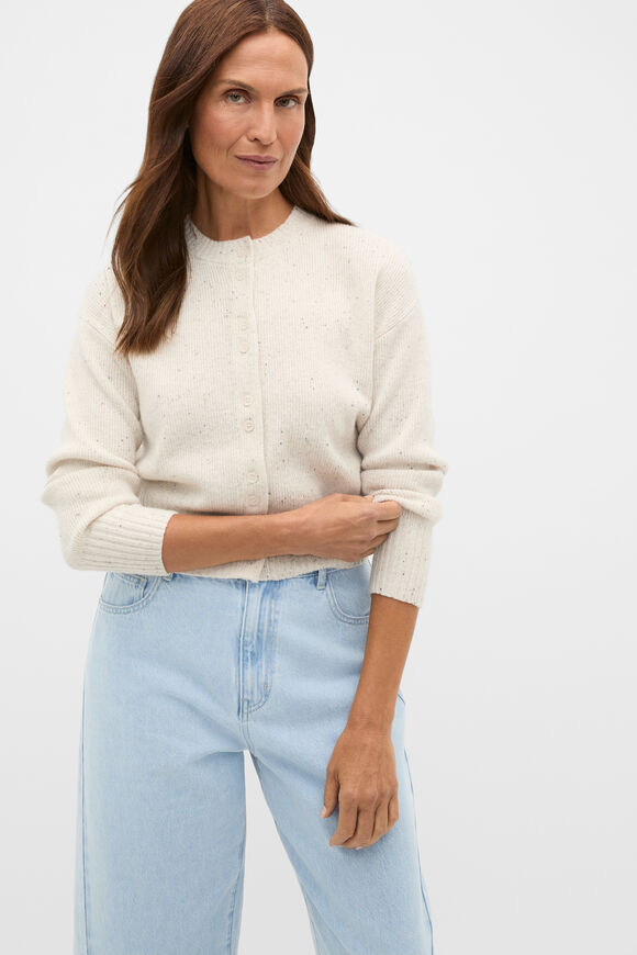 Merino Button Up Knit Cardigan  Mist Speckle  hi-res