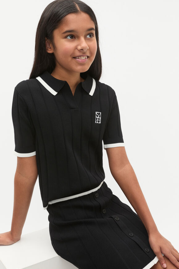 Rib Knit Top  Black  hi-res