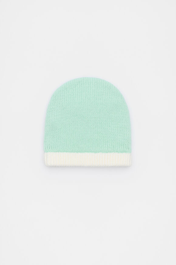 Colourblock Knit Beanie  Mint  hi-res