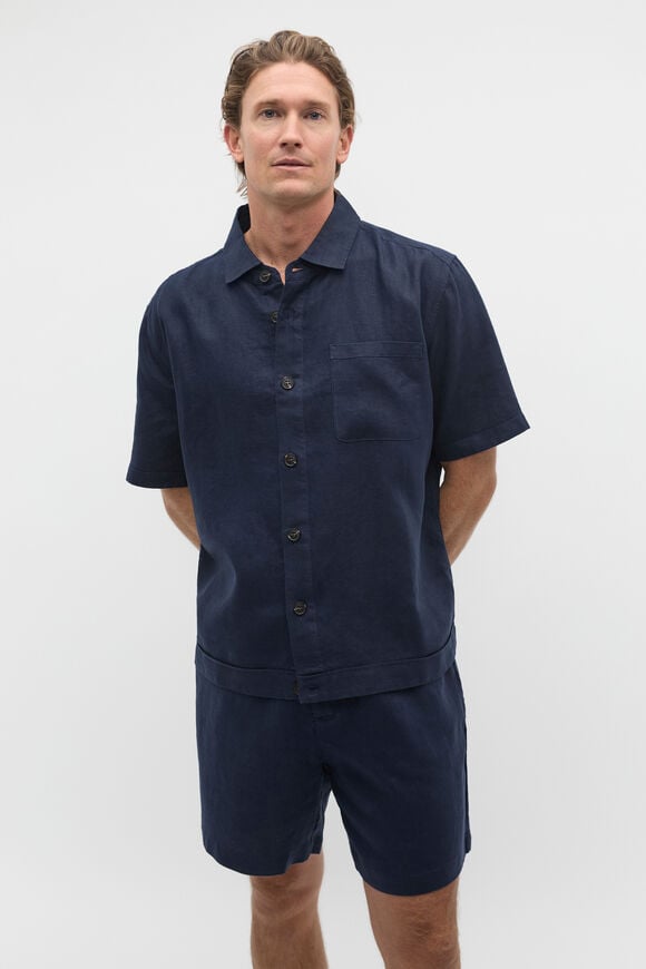 Boxy Linen Shirt  Midnight Blue  hi-res