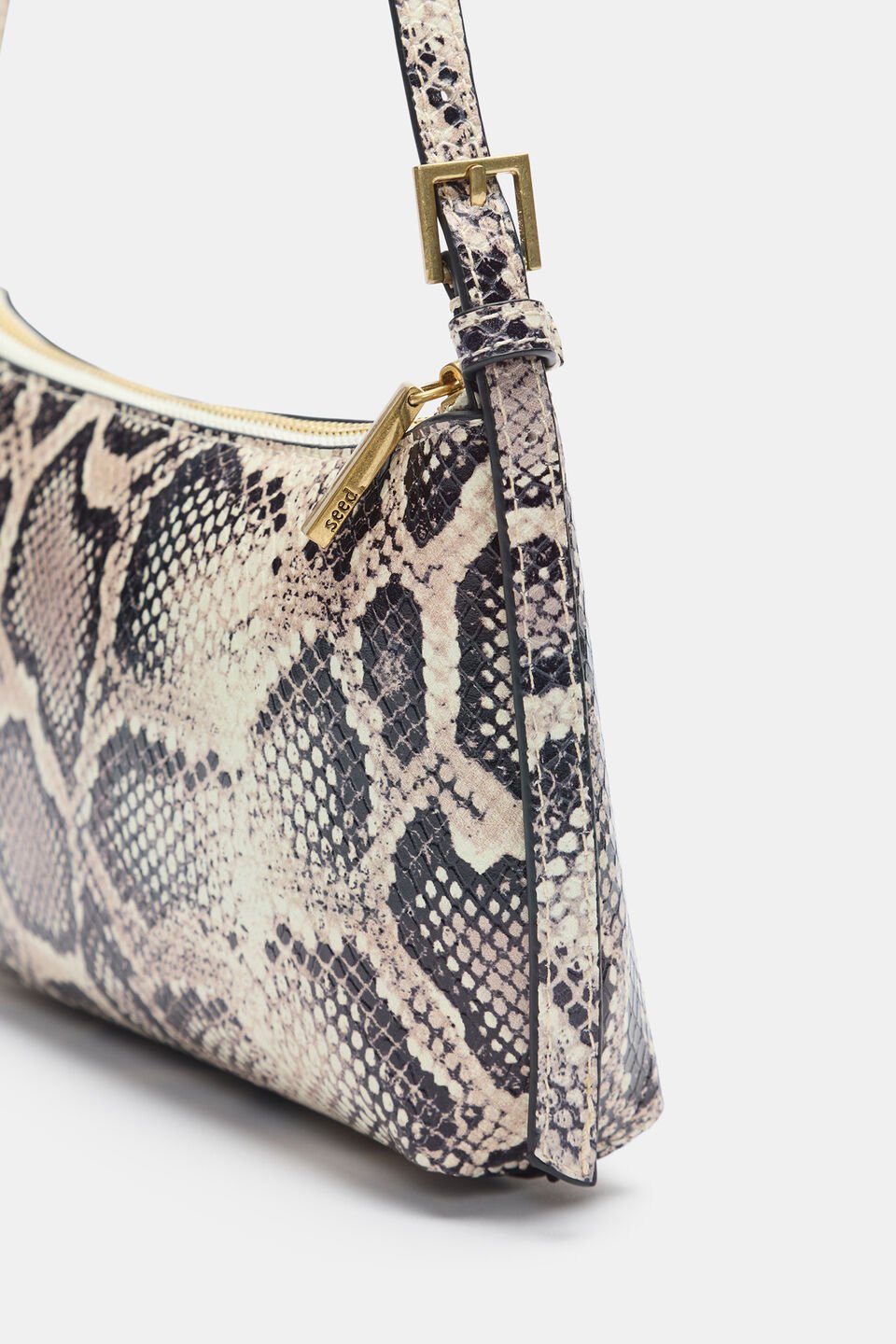 Leather Shoulder Bag  Snake Print
