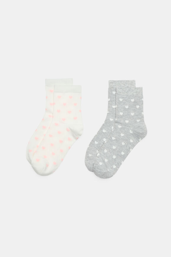 2 Pack Heart Print Socks  Multi  hi-res