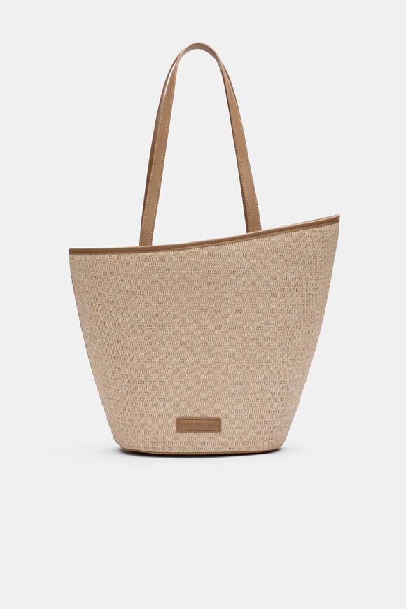 Textured Curved Tote  Ecru  hi-res