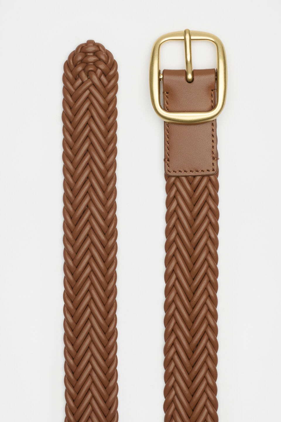 Nova Woven Leather Belt  Deep Tan