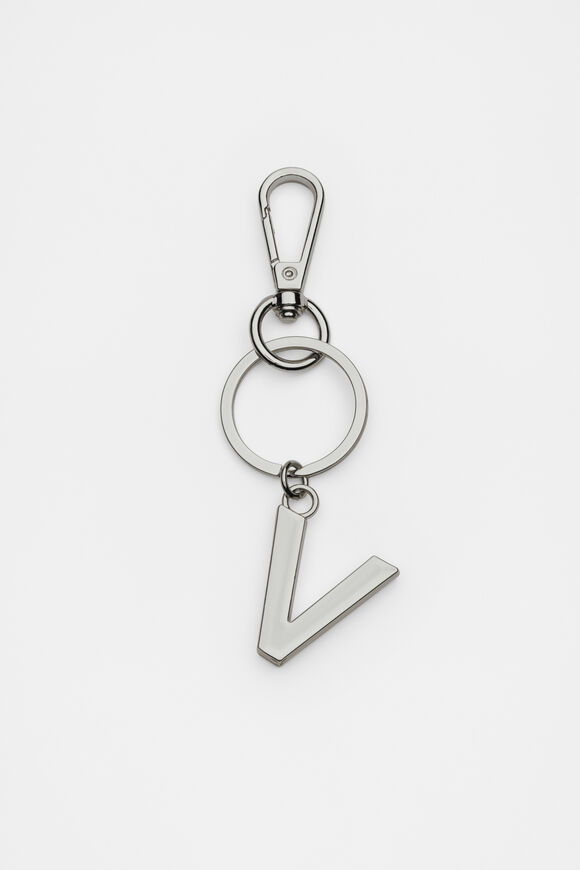 Silver Initials Keyring  V  hi-res