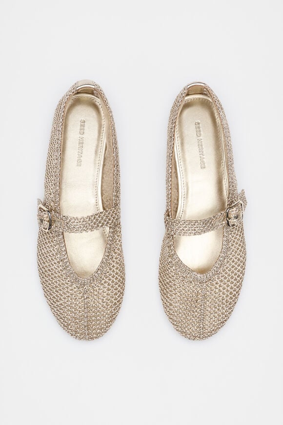 Mara Crochet Ballet Flat  Pale Gold  hi-res