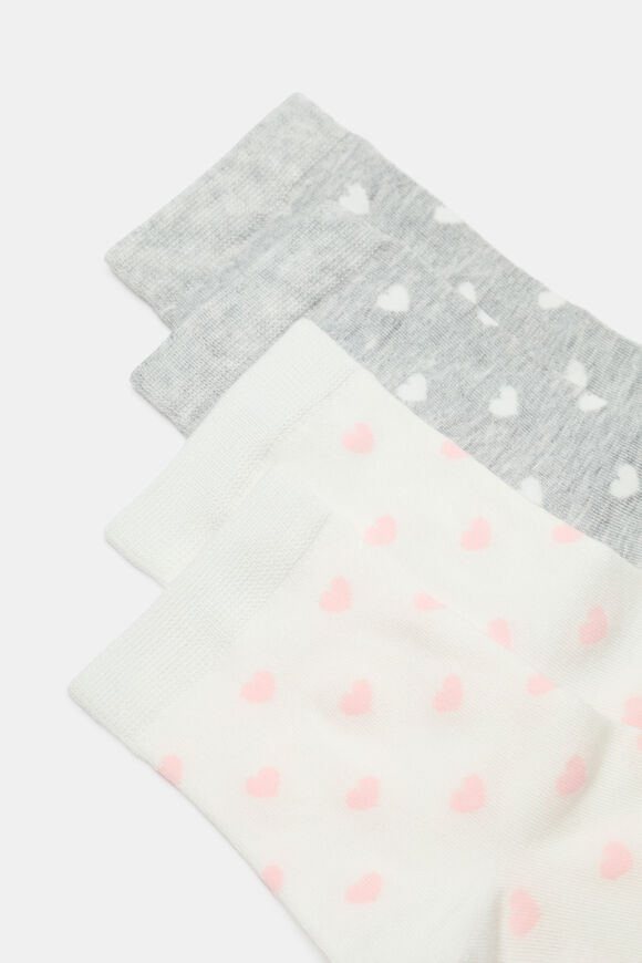 2 Pack Heart Print Socks  Multi  hi-res