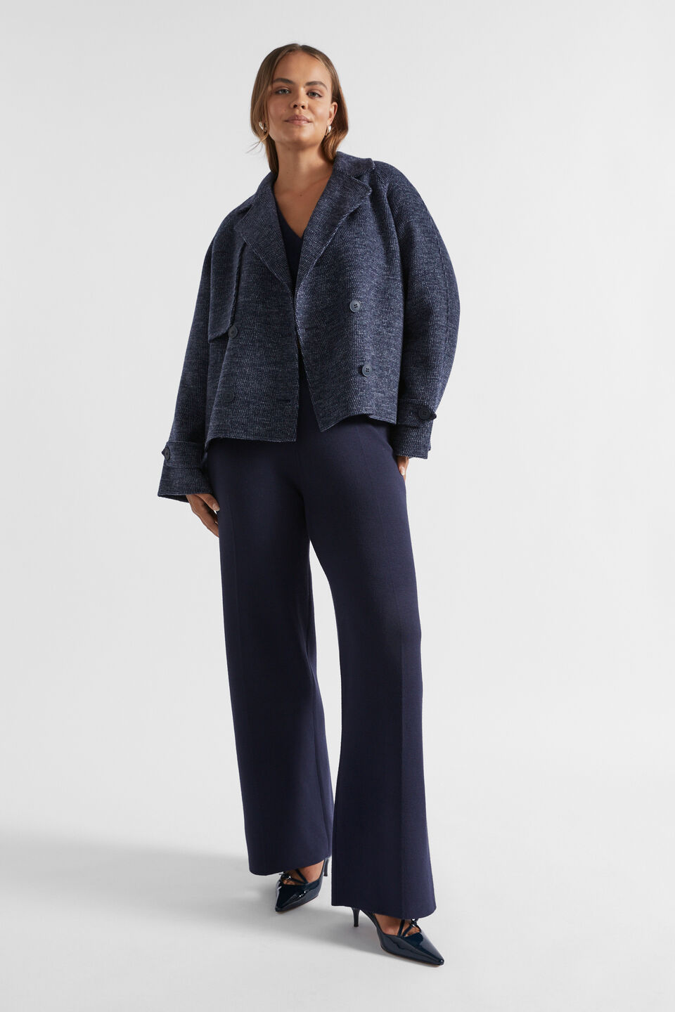 Double Knit Wide Leg Pant  Midnight Sky