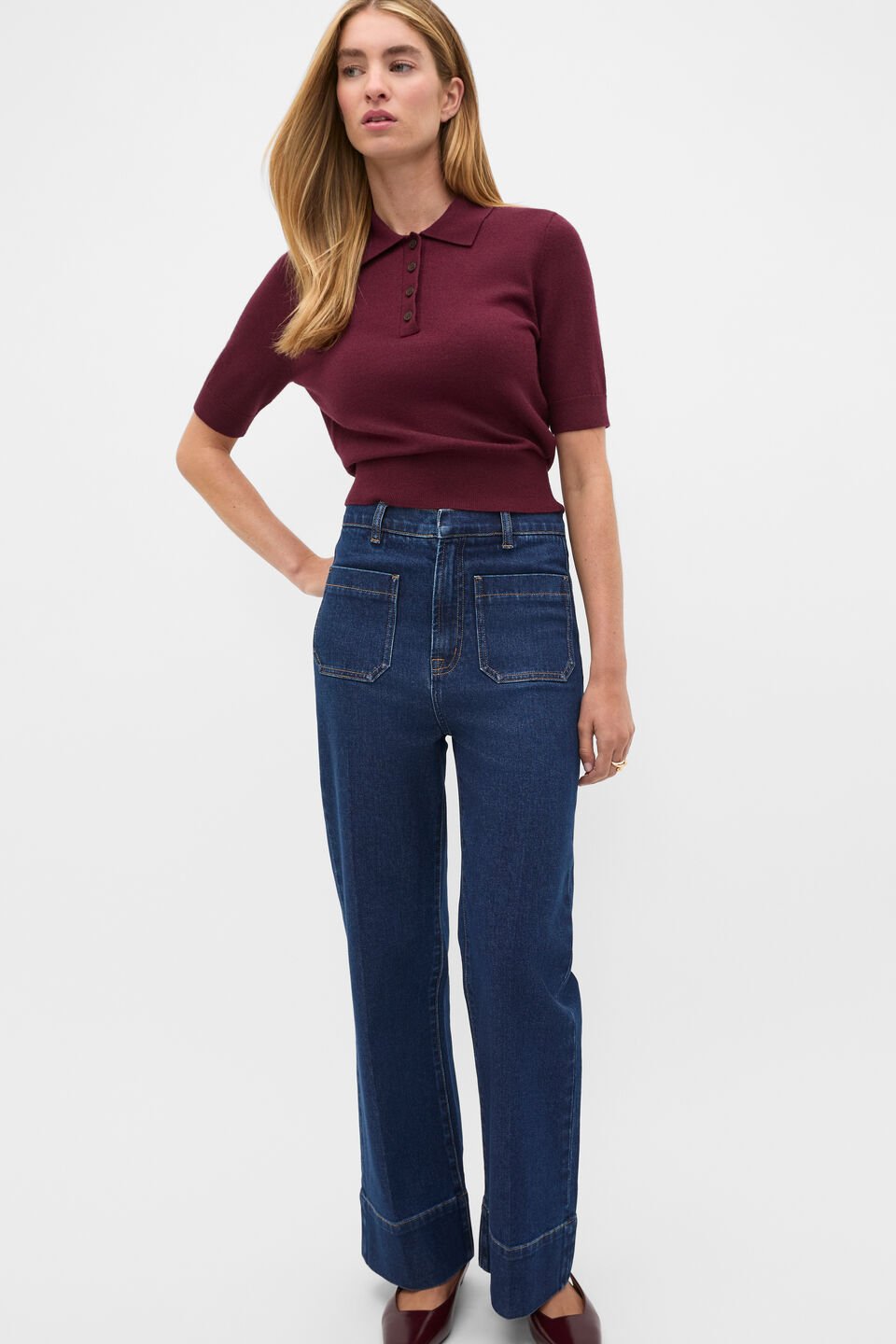 Core Wide Leg Pocket Jean  Neptune Wash