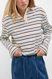 Relaxed Cotton Rugby Polo Top  Arctic Blue Stripe  hi-res