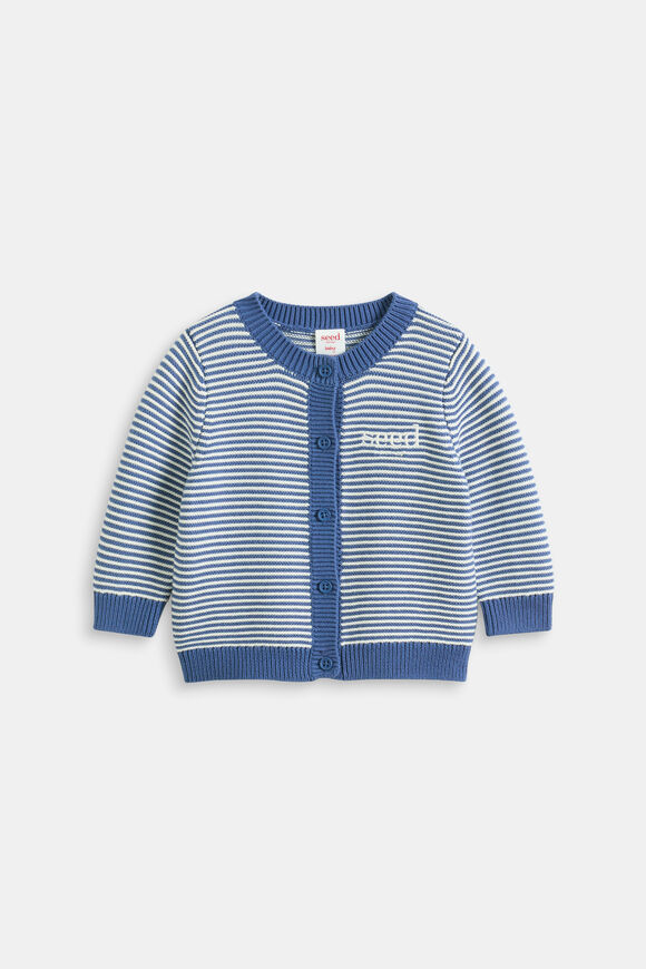 Logo Knit Cardigan  Navy Stripe  hi-res