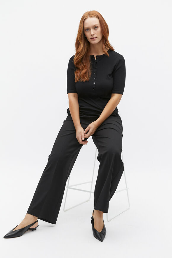Elasticated Wide Leg Pant  Black  hi-res
